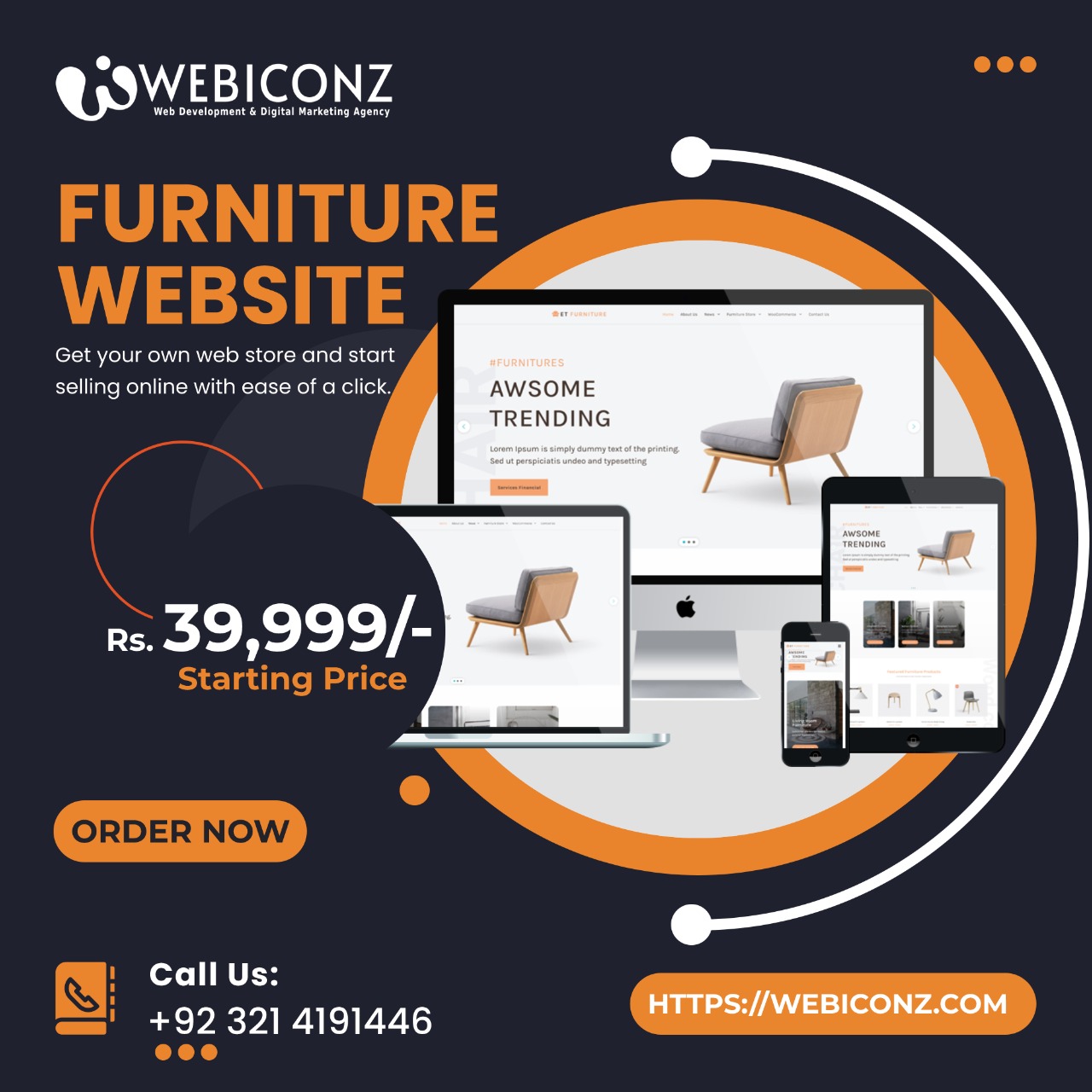 furniture website design, furniture design online website, furniture eCommerce website